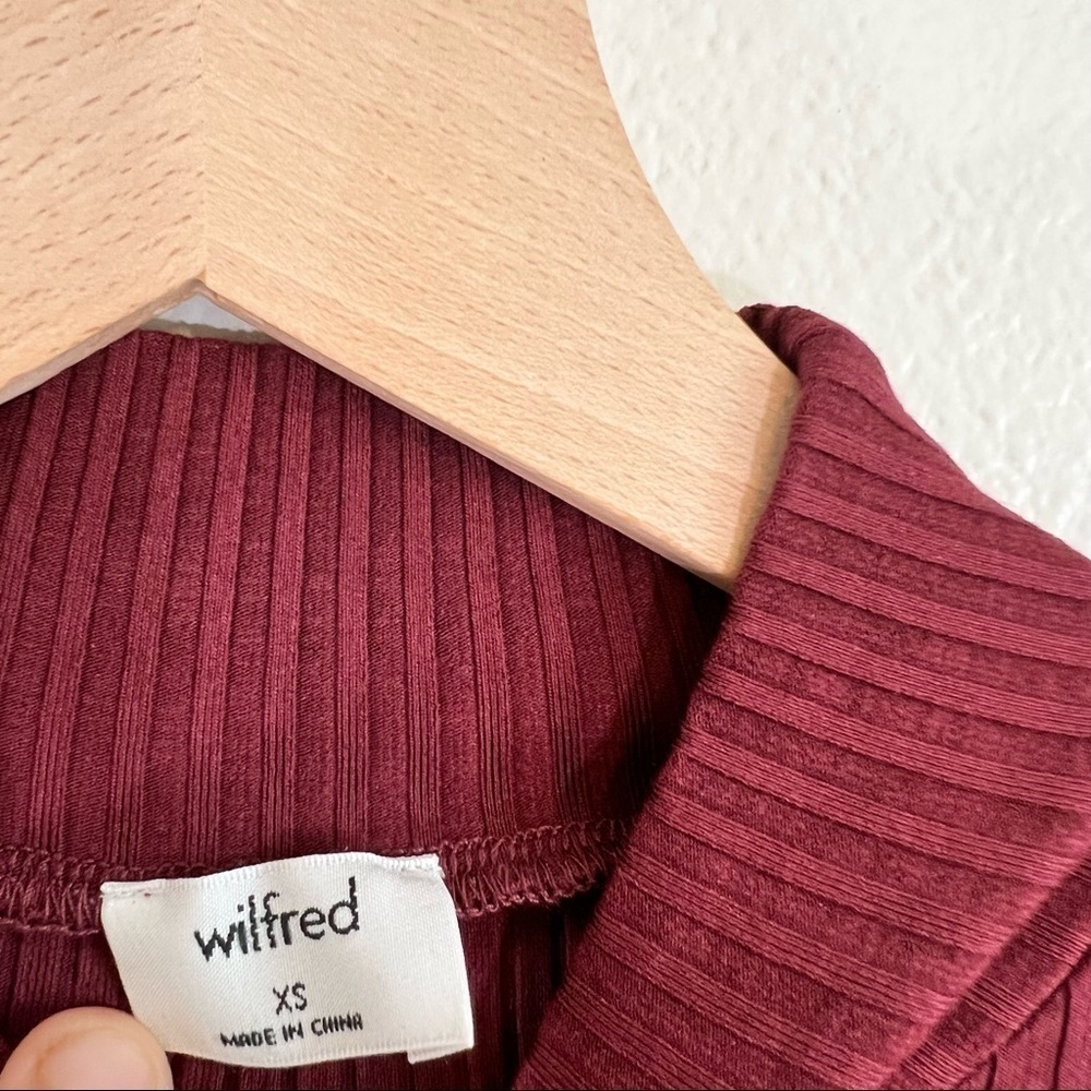 Aritzia Wilfred Ribbed Burgundy Dress - Picture 5 of 6